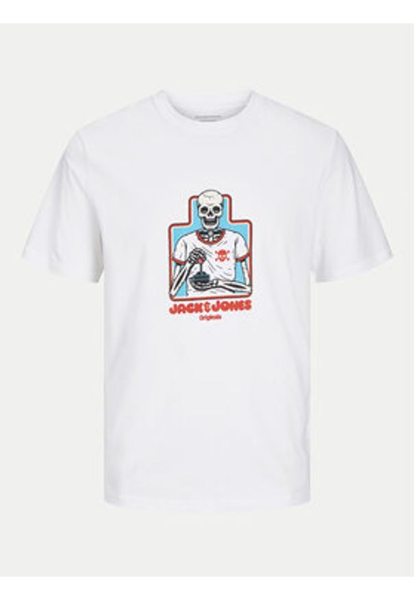 Jack & Jones - Jack&Jones T-Shirt Eight Skull 12264841 Biały Standard Fit. Kolor: biały. Materiał: bawełna