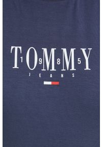 Tommy Jeans sukienka DW0DW12857.PPYY kolor granatowy mini rozkloszowana. Kolor: niebieski. Materiał: wiskoza. Długość rękawa: na ramiączkach. Wzór: nadruk. Typ sukienki: rozkloszowane. Długość: mini #2