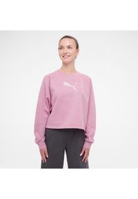 Bluza damska Puma Gym & Pilates crop. Kolor: różowy. Materiał: bawełna, materiał. Sport: joga i pilates