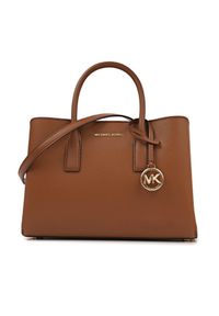 Michael Kors - MICHAEL KORS Brązowa torebka SM Satchel. Kolor: brązowy. Materiał: skórzane. Styl: elegancki, klasyczny #3