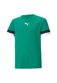 Koszulka piłkarska dla dzieci Puma teamRISE Jersey Jr. Kolor: wielokolorowy, czarny, zielony. Materiał: jersey. Sport: piłka nożna