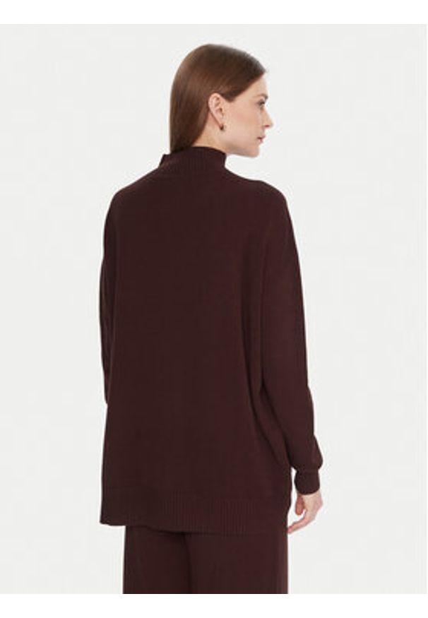 Kontatto Sweter 3M0822C Brązowy Relaxed Fit. Kolor: brązowy. Materiał: syntetyk