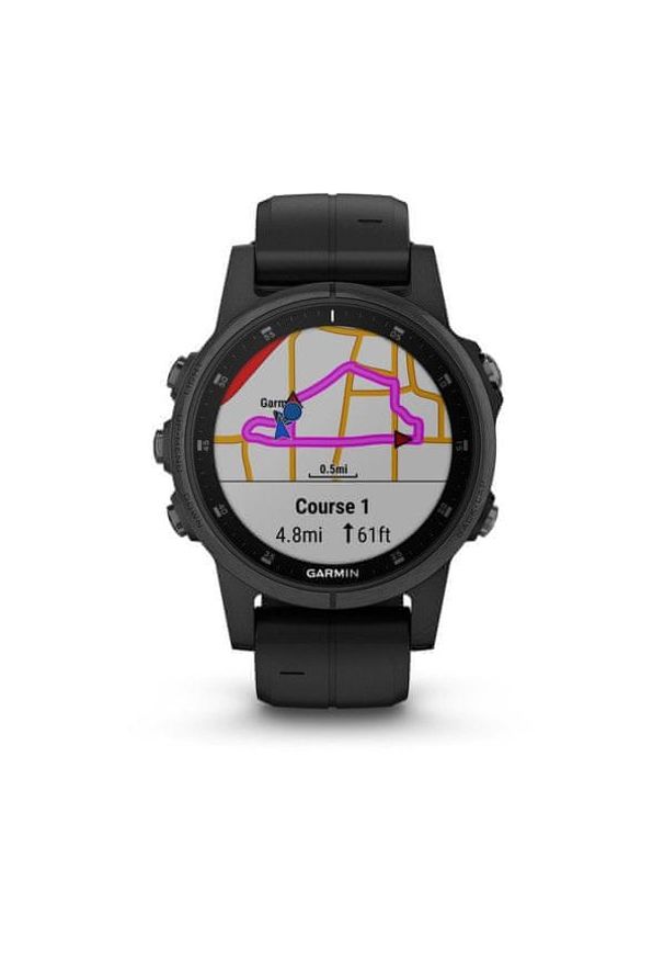 GARMIN - Garmin Smartwatch Fénix 5S Plus Sapphire, Black, Black band. Rodzaj zegarka: smartwatch. Kolor: czarny