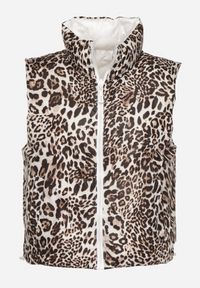 Born2be - Biała Dwustronna Kamizelka Pikowana ze Ściągaczami Kiterta. Okazja: na co dzień. Kolor: biały. Materiał: jeans. Wzór: nadruk, gładki, motyw zwierzęcy. Styl: klasyczny, casual, elegancki #6