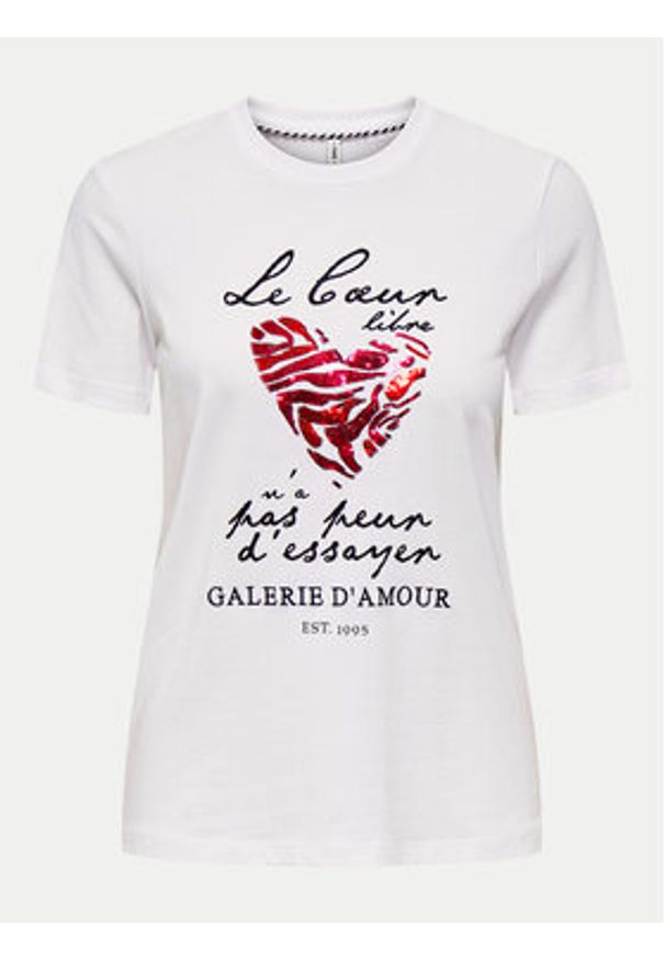 only - ONLY T-Shirt Kita 15332698 Biały Regular Fit. Kolor: biały. Materiał: bawełna