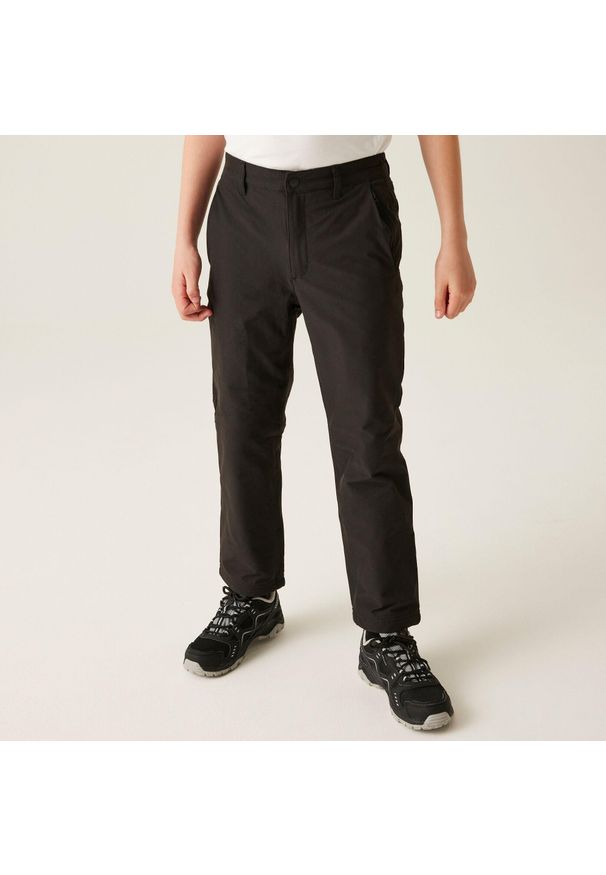 Regatta - Highton Winter Dziecięce wodoodporne spodnie turystyczne. Kolor: czarny. Sezon: zima, lato. Sport: turystyka piesza