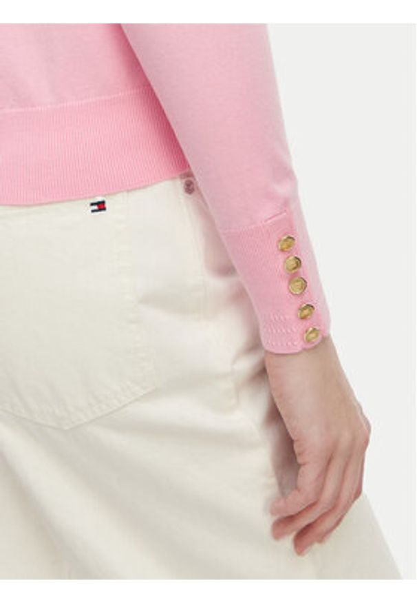 TOMMY HILFIGER - Tommy Hilfiger Sweter WW0WW40099 Różowy jasny Regular Fit. Kolor: różowy. Materiał: syntetyk