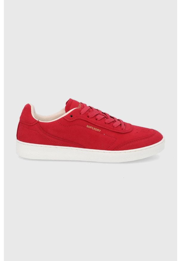 Superdry Buty kolor czerwony. Nosek buta: okrągły. Zapięcie: sznurówki. Kolor: czerwony. Materiał: guma