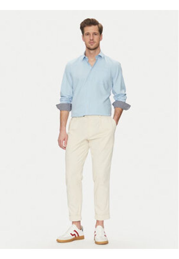 Blend Koszula 20717859 Błękitny Regular Fit. Kolor: niebieski. Materiał: len, wiskoza