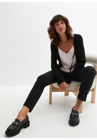 bonprix - Spodnie z gumką w talii i zakładkami. Kolor: czarny. Długość: długie #2