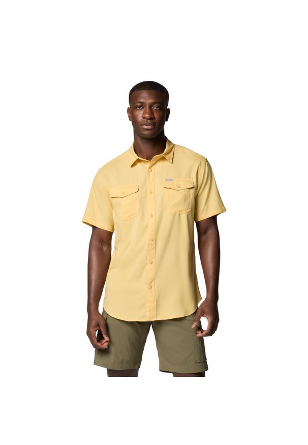 columbia - Koszula sportowa męska Utilizer II Solid Short Sleeve Shirt. Kolor: żółty. Materiał: poliester. Sport: turystyka piesza