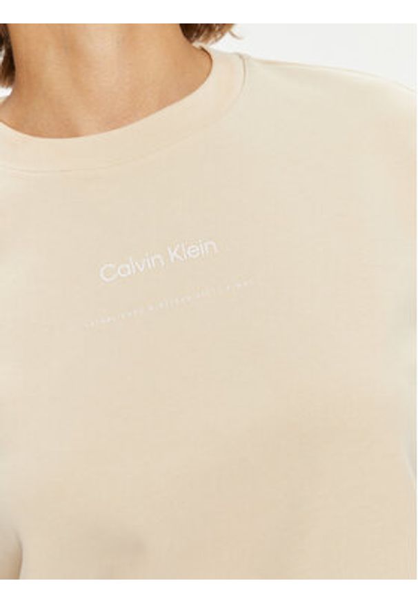 Calvin Klein Bluza Multi Logo K20K207216 Beżowy Regular Fit. Kolor: beżowy. Materiał: bawełna