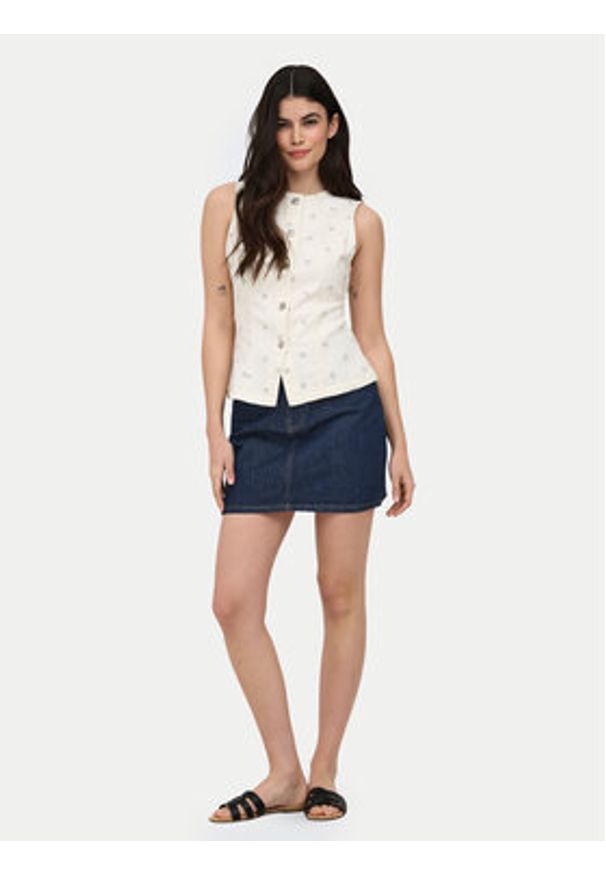 only - ONLY Spódnica jeansowa Stella 15339630 Granatowy Regular Fit. Kolor: niebieski. Materiał: bawełna