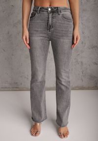 Renee - Szare Jeansy Flare Regular Waist z Bawełną i Dodatkiem Wiskozy Arritina. Okazja: na co dzień. Kolor: szary. Długość: krótkie. Styl: retro, klasyczny, casual #7