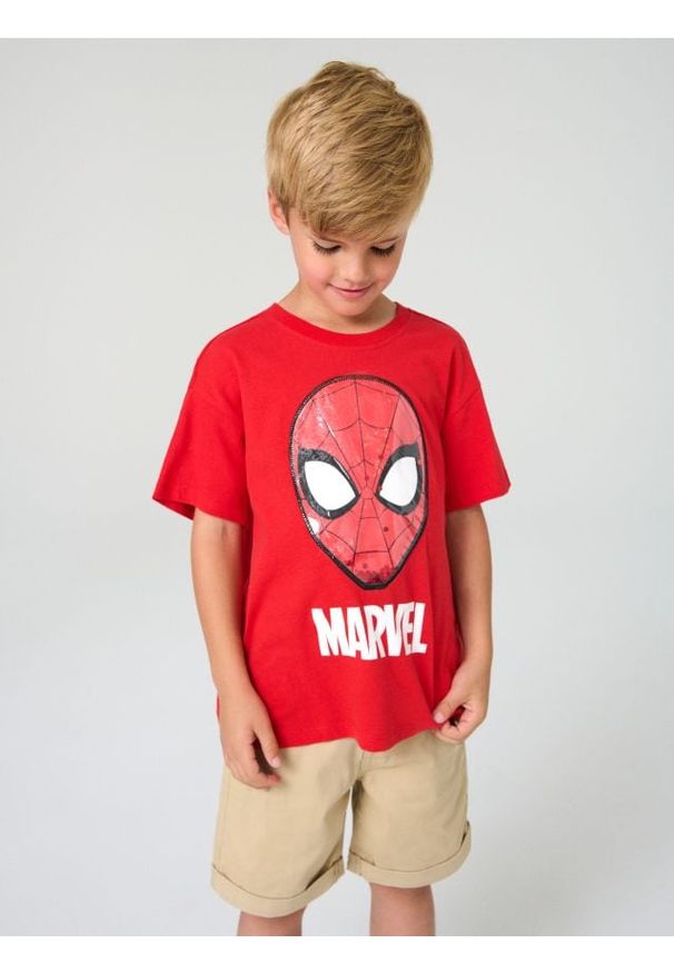 Sinsay - Koszulka Spider-Man - czerwony. Kolor: czerwony