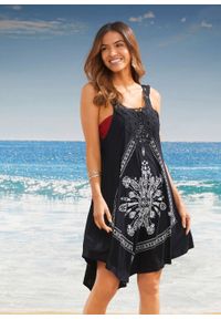 Sukienka plażowa bonprix czarny. Okazja: na plażę. Kolor: czarny. Materiał: koronka. Wzór: koronka #6