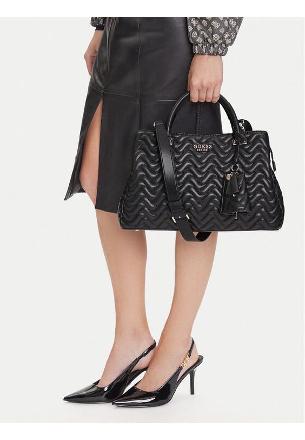 Guess Torebka Melisandra HWQG96 53070 Czarny. Kolor: czarny. Materiał: skórzane