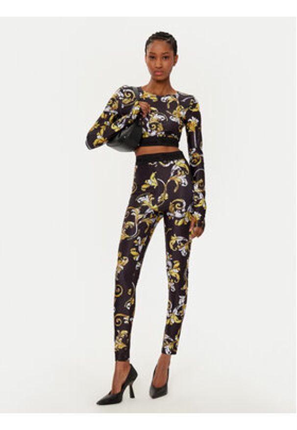 Versace Jeans Couture Legginsy 78HAC101 Czarny Slim Fit. Kolor: czarny. Materiał: syntetyk