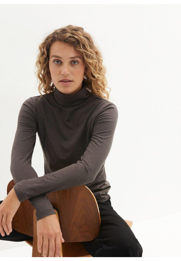 bonprix - Bluzka z długim rękawem (2 szt.). Typ kołnierza: golf. Kolor: czarny. Długość rękawa: długi rękaw. Długość: długie