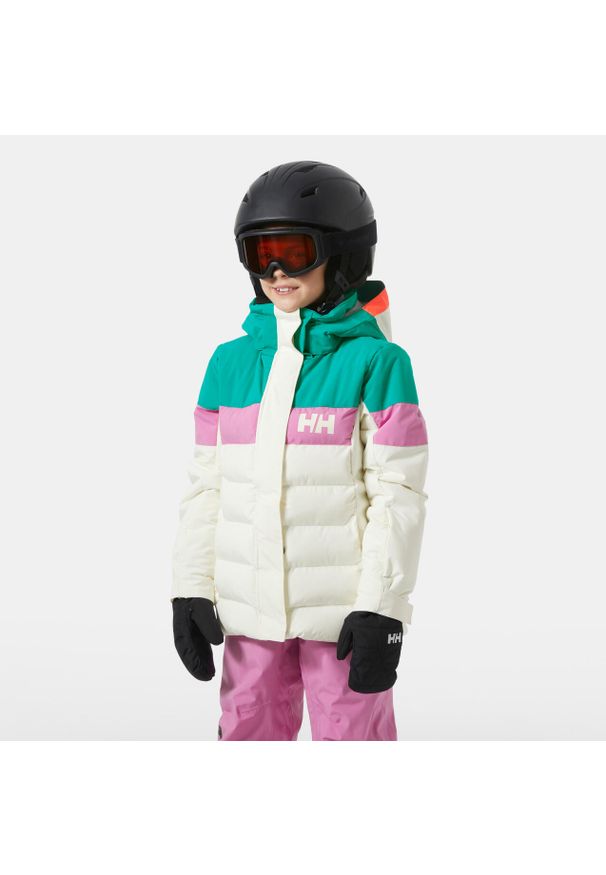 Dziecięca kurtka puchowa Helly Hansen Diamond. Kolor: wielokolorowy, biały, beżowy. Materiał: puch. Sezon: zima. Sport: narciarstwo