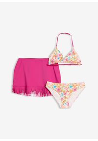 bonprix - Bikini ze spódniczką kąpielową (zestaw 3 cz.). Kolor: różowy #1