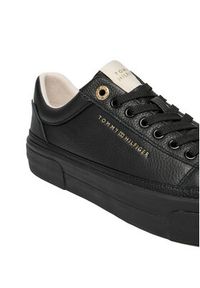 TOMMY HILFIGER - Tommy Hilfiger Sneakersy Th Platform Sneaker Tumbled Ltr FW0FW09018 Czarny. Kolor: czarny. Materiał: skóra. Obcas: na platformie #6