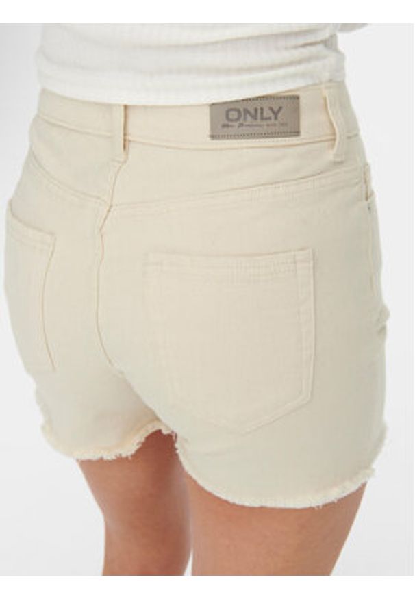 only - ONLY Szorty jeansowe 15196303 Écru Regular Fit. Materiał: bawełna