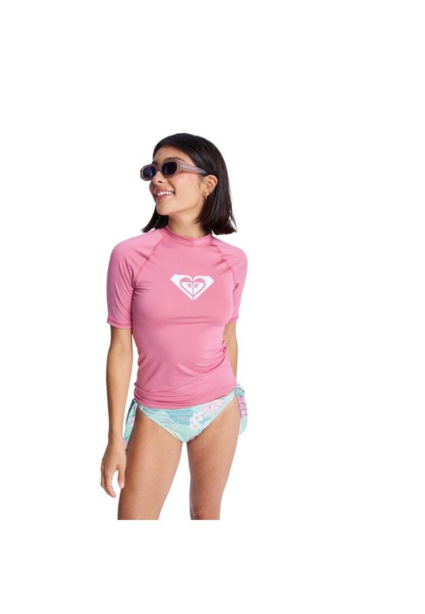 Roxy - Koszulka rash vest z krótkim rękawem dla Kobiety WHOLE HEARTED Różowy. Kolor: różowy. Materiał: elastan, poliester, materiał. Długość: krótkie