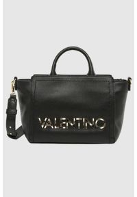 Valentino by Mario Valentino - VALENTINO Czarna torebka Sled Shopping. Kolor: czarny. Wzór: paski #1