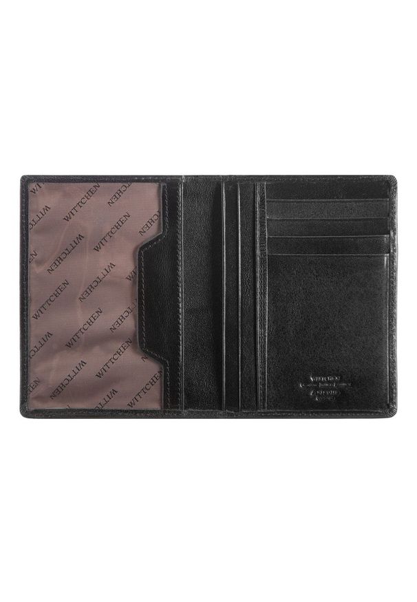 Wittchen - Etui na dokumenty skórzane z herbem. Kolor: czarny. Materiał: skóra