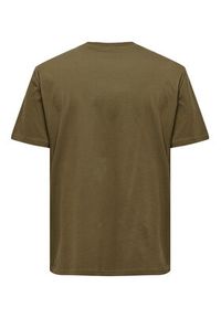 Only & Sons T-Shirt 22024793 Brązowy Regular Fit. Kolor: brązowy. Materiał: bawełna #7