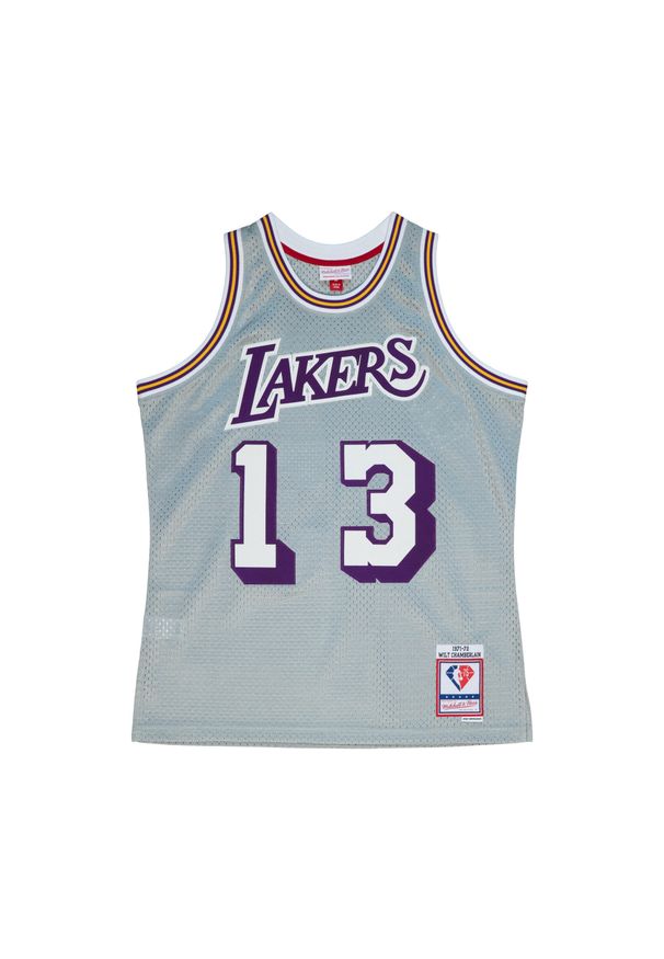 Mitchell & Ness - Koszulka NBA Los Angeles Lakers Wilt Chamberlain 75th NBA. Kolor: szary, wielokolorowy, biały. Sport: koszykówka