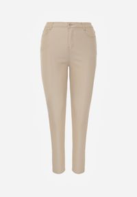 Born2be - Beżowe Modelujące Spodnie Skinny z Kieszeniami Envoi. Okazja: na co dzień. Kolor: beżowy. Materiał: skóra. Styl: casual, elegancki #4