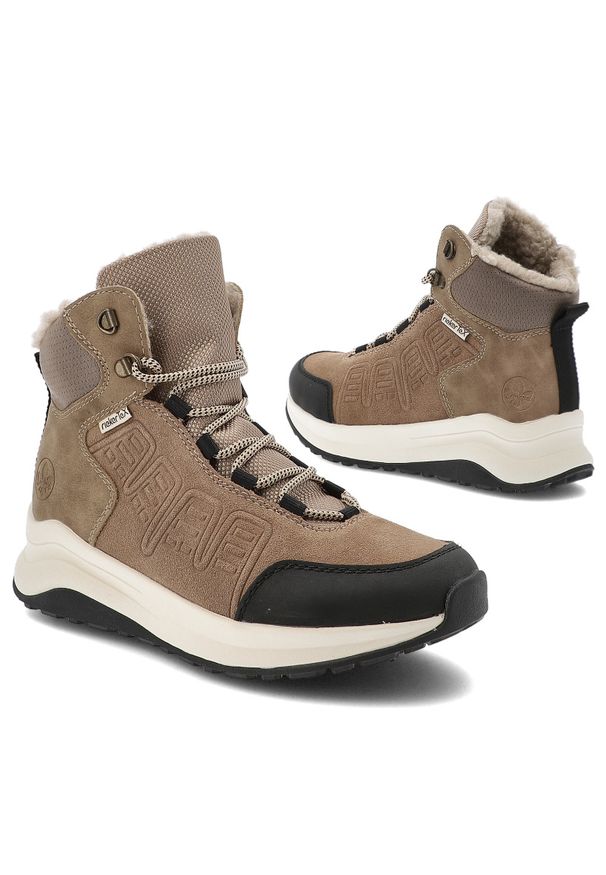 Brązowe Botki Rieker Ocieplane Buty Damskie. Kolor: brązowy