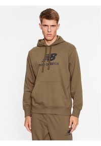 New Balance Bluza Essentials Stacked Logo French Terry Hoodie MT31537 Brązowy Regular Fit. Kolor: brązowy. Materiał: syntetyk