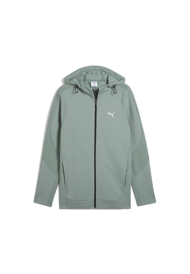Puma - Męska rozpinana bluza z kapturem EVOSTRIPE PUMA Green Moon. Typ kołnierza: kaptur. Kolor: zielony. Sport: bieganie