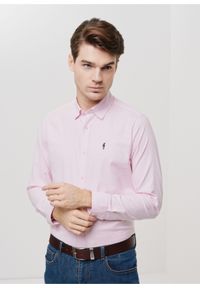 Ochnik - Różowa koszula męska. Kolor: różowy. Materiał: bawełna
