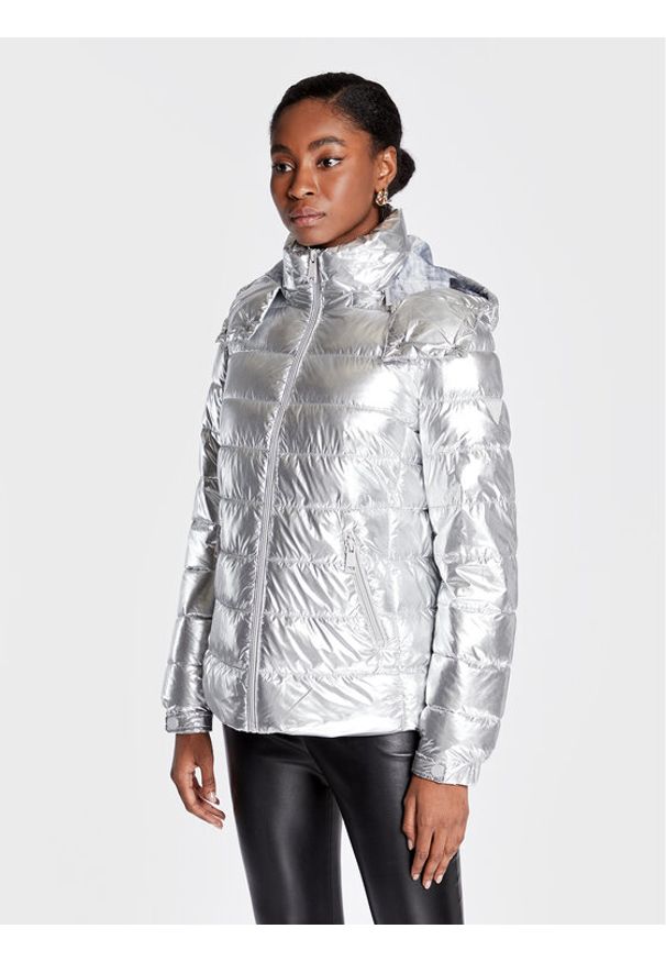 Guess Kurtka puchowa Fiorenza W2BL26 WEWC0 Srebrny Regular Fit. Kolor: srebrny. Materiał: syntetyk, puch