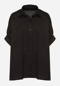 Born2be - Czarna Bawełniana Koszula o Kroju Oversize Zialira. Okazja: na co dzień. Kolor: czarny. Materiał: bawełna. Długość rękawa: krótki rękaw. Długość: krótkie. Styl: elegancki, casual #6