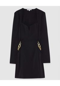 Patrizia Pepe - PATRIZIA PEPE - Czarna sukienka mini z łańcuchem. Kolor: czarny. Materiał: materiał. Typ sukienki: dopasowane. Długość: mini #4