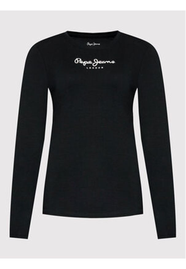 Pepe Jeans Bluzka New Virginia PL505203 Czarny Slim Fit. Kolor: czarny. Materiał: bawełna
