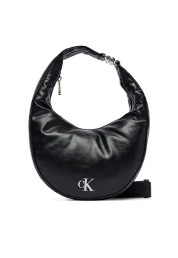 Calvin Klein Torebka Buckle Convertible Small Hobo LV04F3512G Czarny. Kolor: czarny. Materiał: skórzane