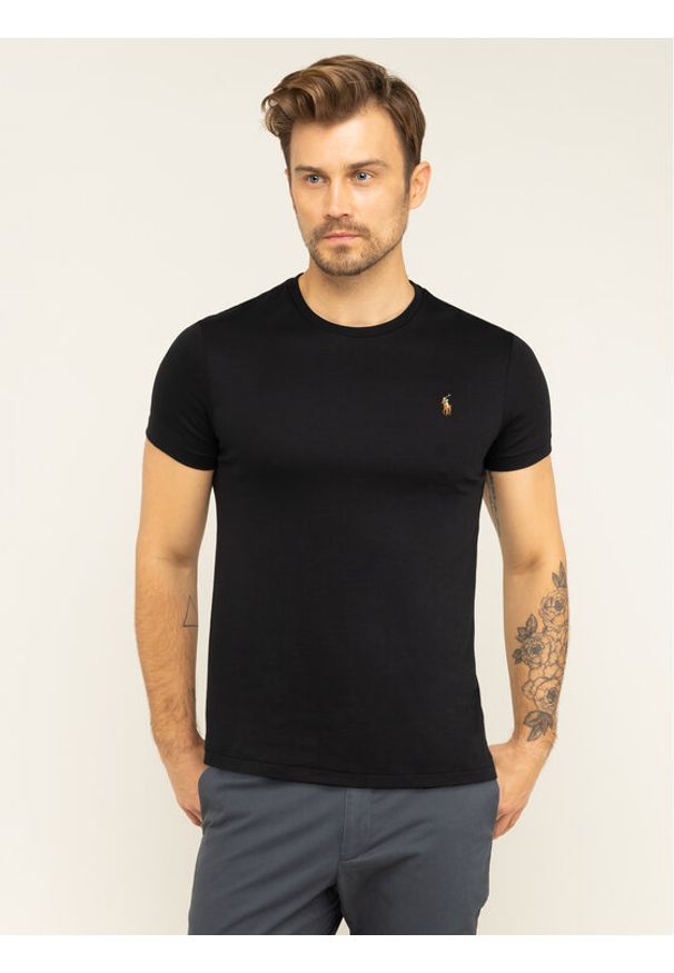 Polo Ralph Lauren T-Shirt 710740727 Czarny Slim Fit. Typ kołnierza: polo. Kolor: czarny. Materiał: bawełna