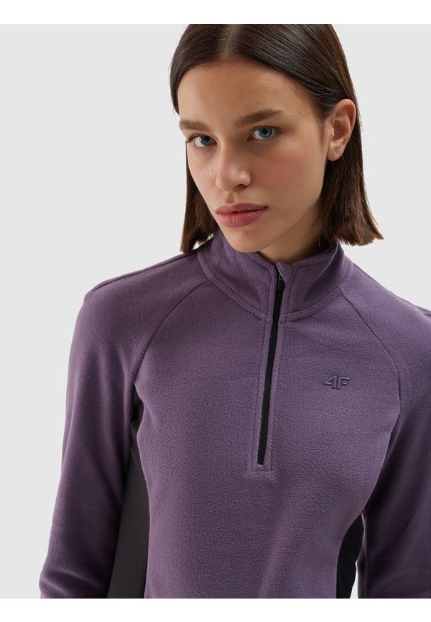 4f - 4F Bielizna termiczna polarowa (góra) damska - fioletowa XXL. Typ kołnierza: kołnierzyk stójkowy. Kolor: fioletowy. Materiał: polar. Sezon: zima