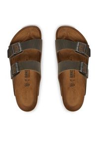 Birkenstock Klapki Arizona 1027022 Khaki. Kolor: brązowy. Materiał: skóra