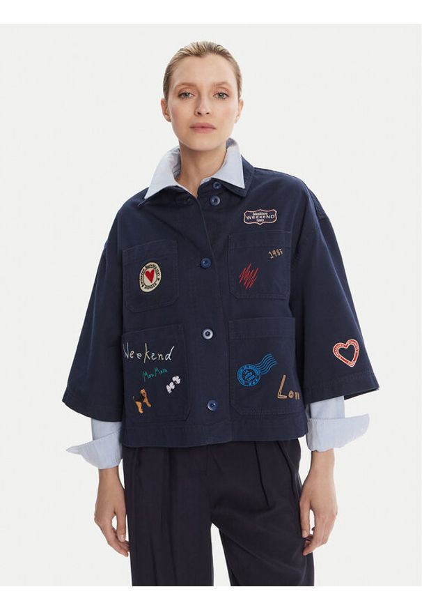 Weekend Max Mara Marynarka Assuan 2525046021 Granatowy Regular Fit. Kolor: niebieski. Materiał: bawełna