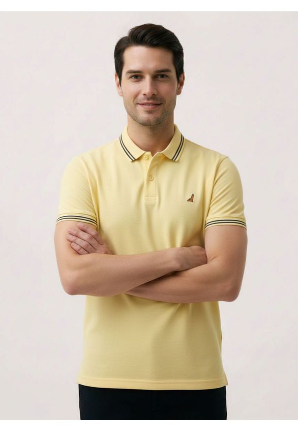Koszulka Polo - Kanarkowy Żółty - Brave Soul. Okazja: na co dzień. Typ kołnierza: polo. Kolor: żółty, złoty, wielokolorowy. Materiał: poliester, bawełna. Sezon: lato. Styl: casual