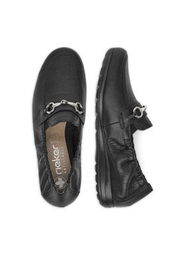 Rieker Mokasyny L9354-00 Czarny. Kolor: czarny. Materiał: skóra
