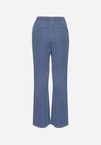 Born2be - Niebieskie Szerokie Spodnie z Wiskozą Bawełną Wysokim Stanem Imitujące Jeans Caldexis. Okazja: na co dzień. Stan: podwyższony. Kolor: niebieski. Materiał: bawełna, wiskoza, jeans. Styl: casual #5