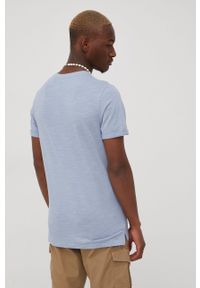 Premium by Jack&Jones t-shirt bawełniany gładki. Kolor: niebieski. Materiał: bawełna. Długość: długie. Wzór: gładki